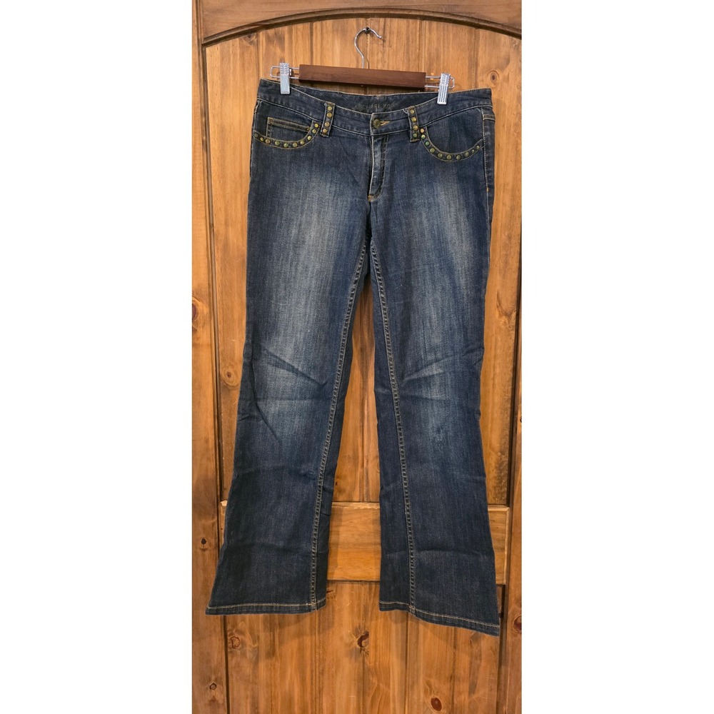 Michael Kors Bootcut Jeans Womens 8 Blue Excellent Studded Denim Pants